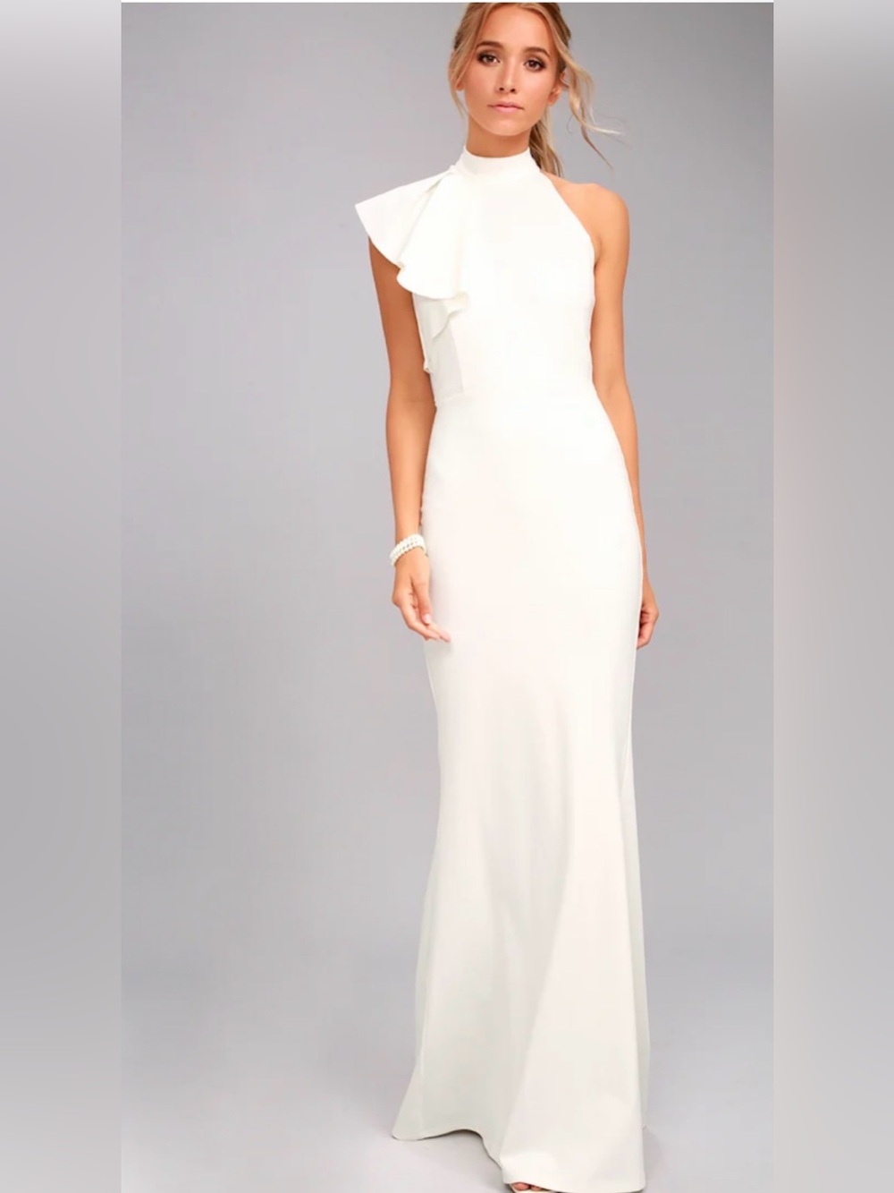 Lulus Margaux White One-Shoulder Maxi Dress